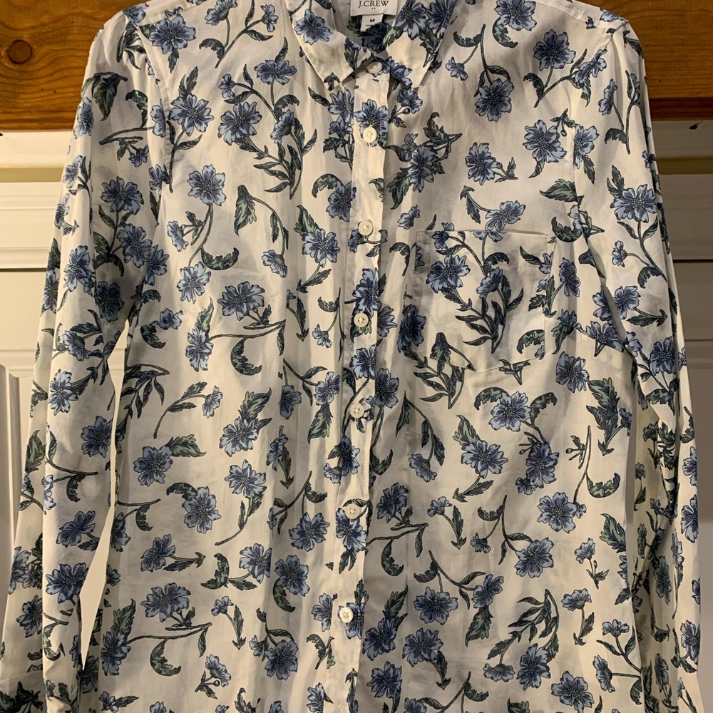 J. Crew Blue and Green Floral Shirt